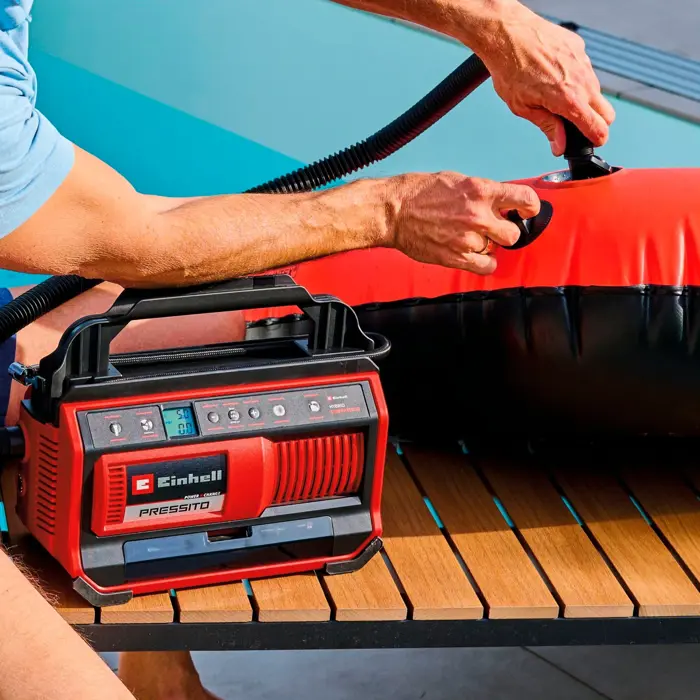 Einhell hybrid compressor PRESSITO 18/25 Hybrid, 18Volt / 220Volt (red/black, without battery and charger)