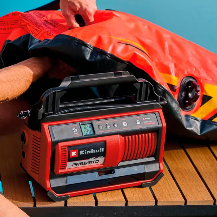 Einhell Power X-Change Cordless Compressor PRESSITO 18/25, 18 Volt (red/black, without battery and charger)