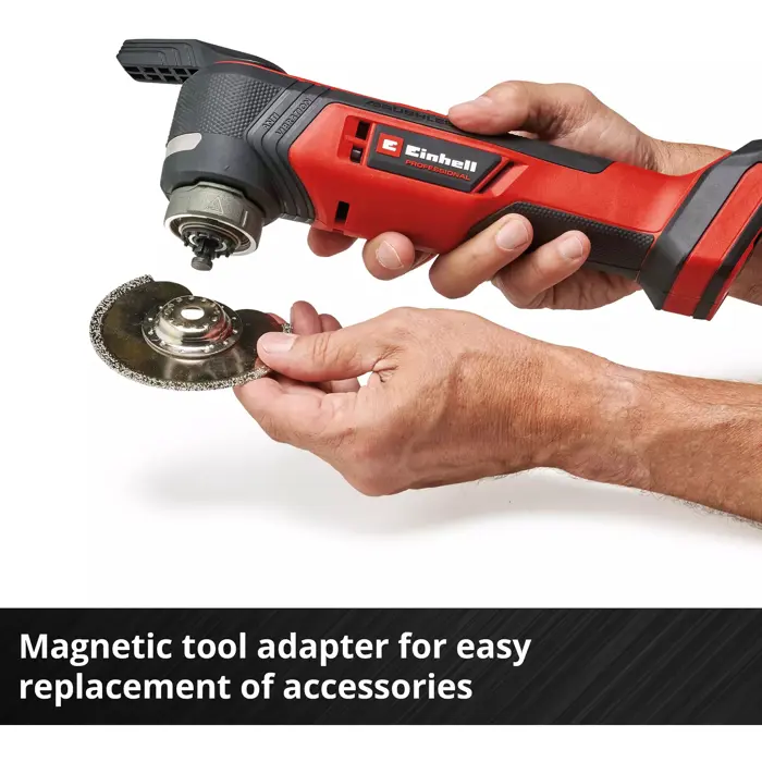EINHELL Professional cordless multi-function tool TP-MG 18 Li BL-Solo, 18V red/black, without battery and charger, including accessories