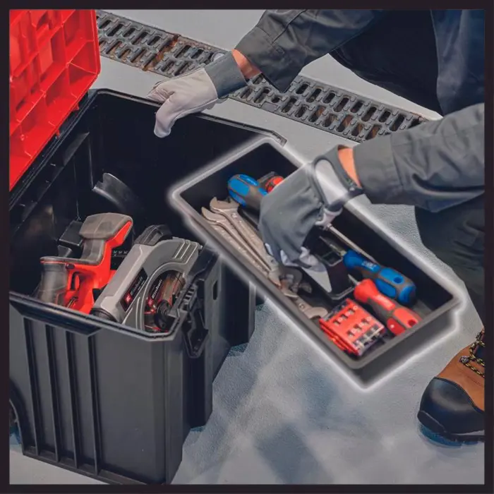 Einhell system case E-Case L, tool box (black/dark red, with wheels)