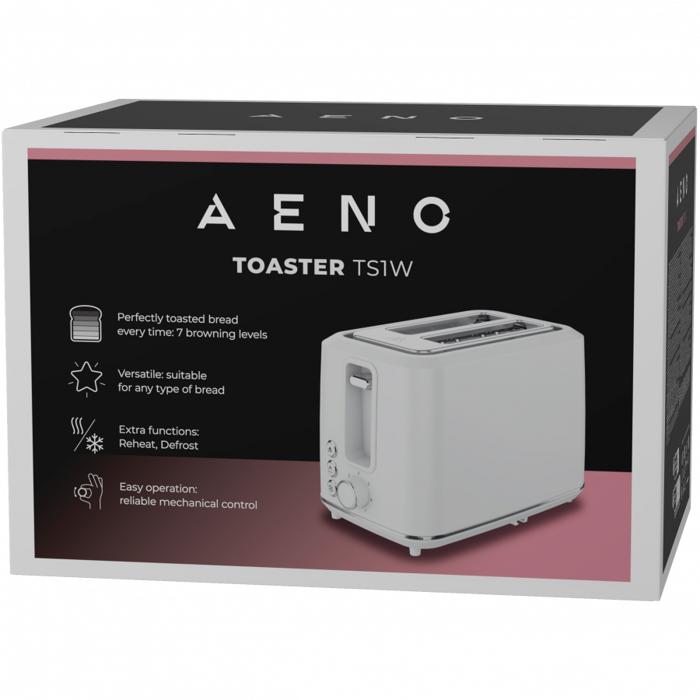 Electric Toaster, white, 220-240V, 50-60Hz, 920-1080W, 2 slots, 3 modes, 7 browning levels