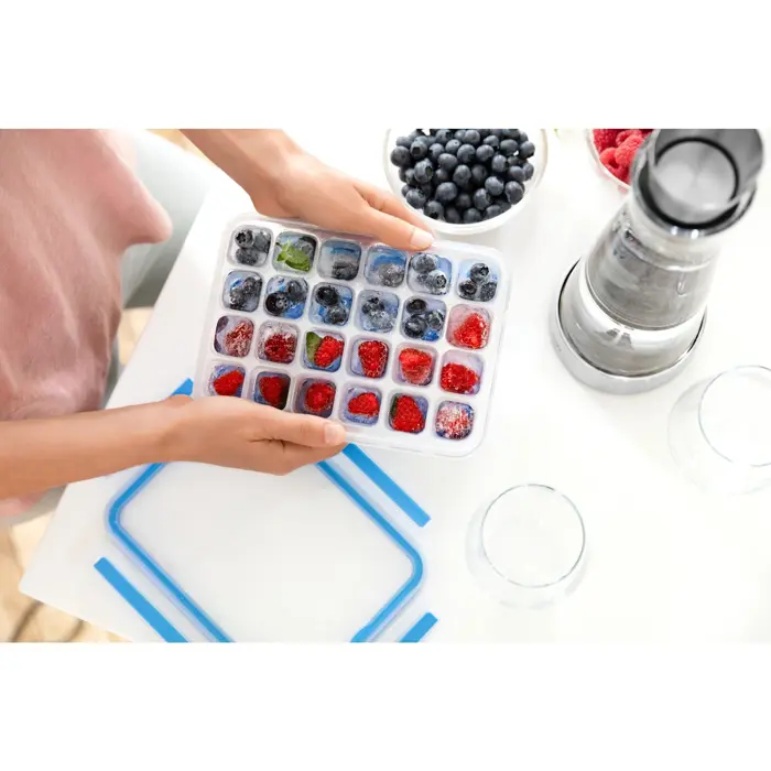 Emsa CLIP & CLOSE cold cuts box system 1.0 liter, 4-piece, can (transparent/blue, rectangular)