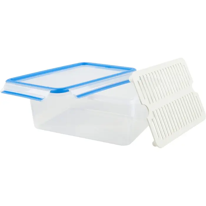 Emsa CLIP & CLOSE food storage container 3.7 liters (transparent/blue, rectangular, with drip tray)