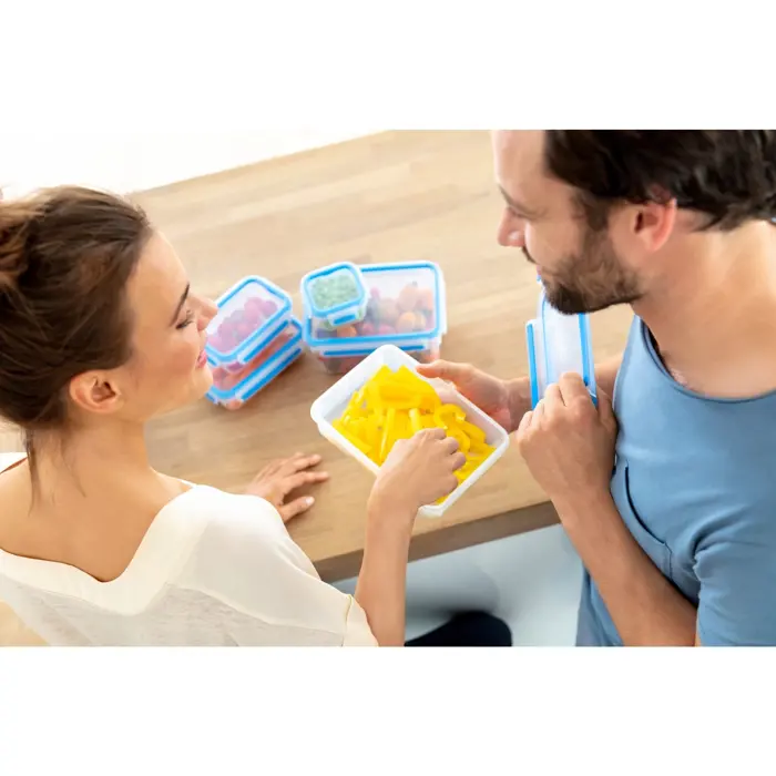 Emsa CLIP & CLOSE food storage container 5.4 liters (transparent/blue, rectangular, maxi format)