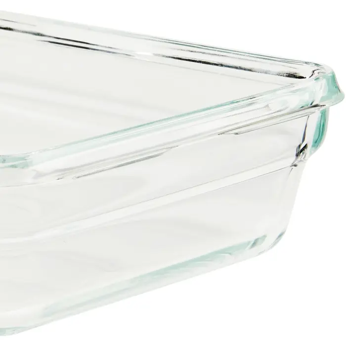 Emsa CLIP & CLOSE glass food storage container 0.85 liters (transparent/red, rectangular)