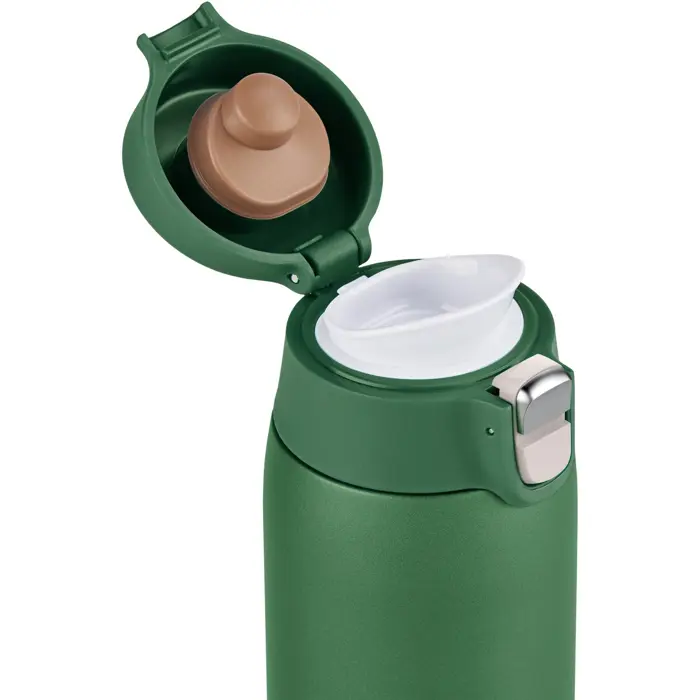 Emsa TRAVEL MUG light thermo mug (dark green, 0.4 liters, flip lid)