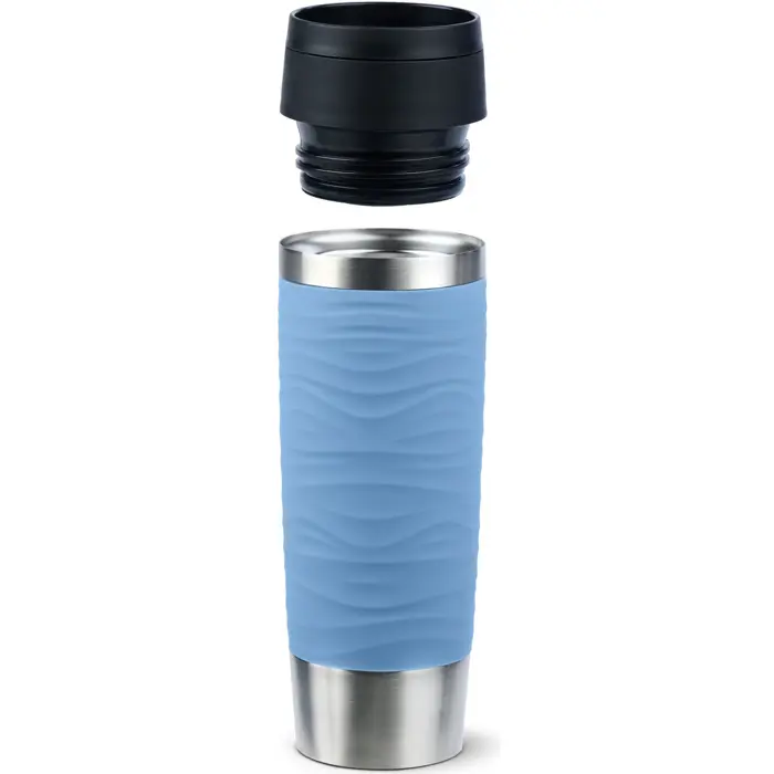 Emsa TRAVEL MUG Waves Grande thermal mug (light blue/stainless steel, 0.5 liters)