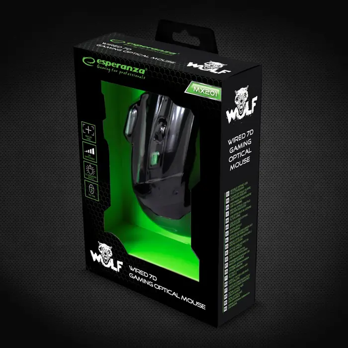 Esperanza EGM201G mouse USB Type-A Optical 2400 DPI Right-hand