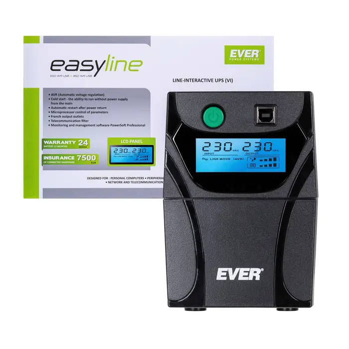 Ever EASYLINE 650 AVR USB Line-Interactive 0.65 kVA 360 W
