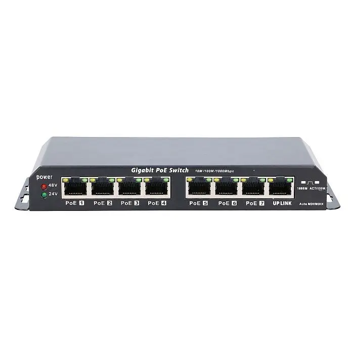 Extralink PoE Switch KRATOS 7x Gigabit PoE, 1x Uplink RJ45, Power Supply 24V 2.5A, 60W