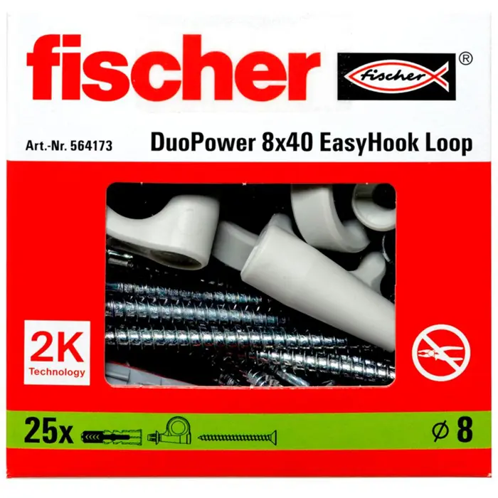 Fischer EasyHook Loop DuoPower 8x40 (white, 25 pieces, with EasyHook eyelet)