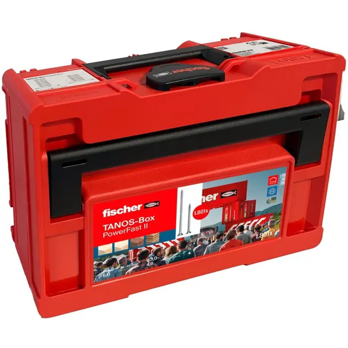 fischer PowerFast II Tanos-Box, countersunk head TG/VG TX, screw set 1,801 pieces, partial and full thread, galvanized