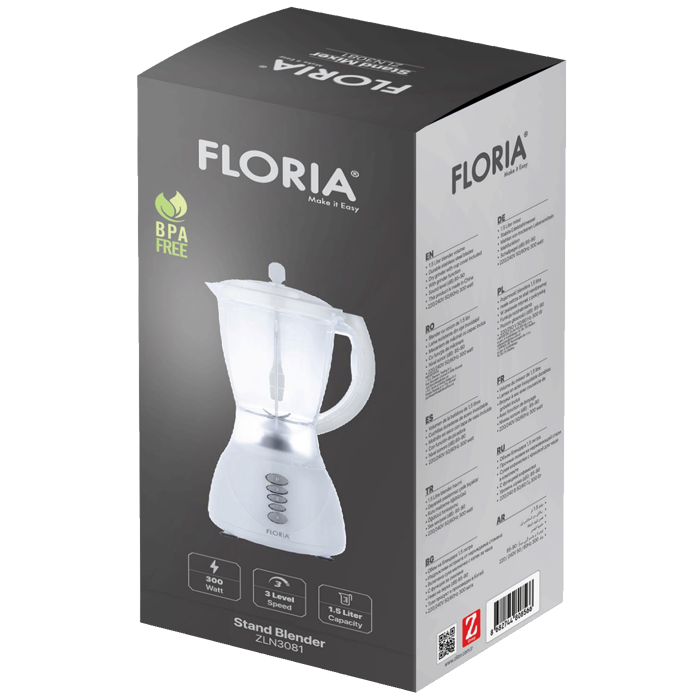 Floria Blender, zapremina 1.5 lit, 300 W, bijela - ZLN3081