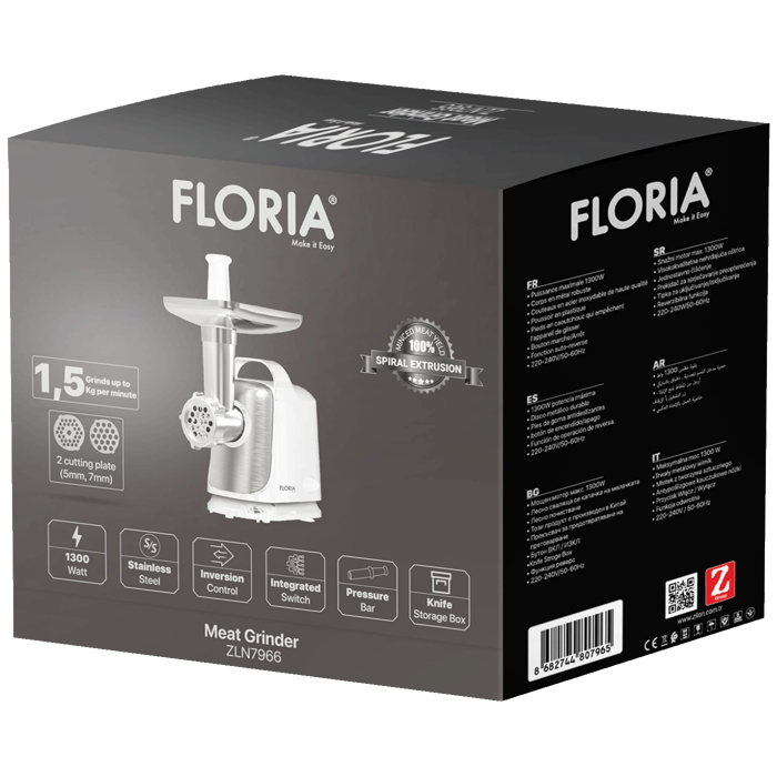 Floria Mašina za mljevenje mesa, snaga 1300 W - ZLN7966