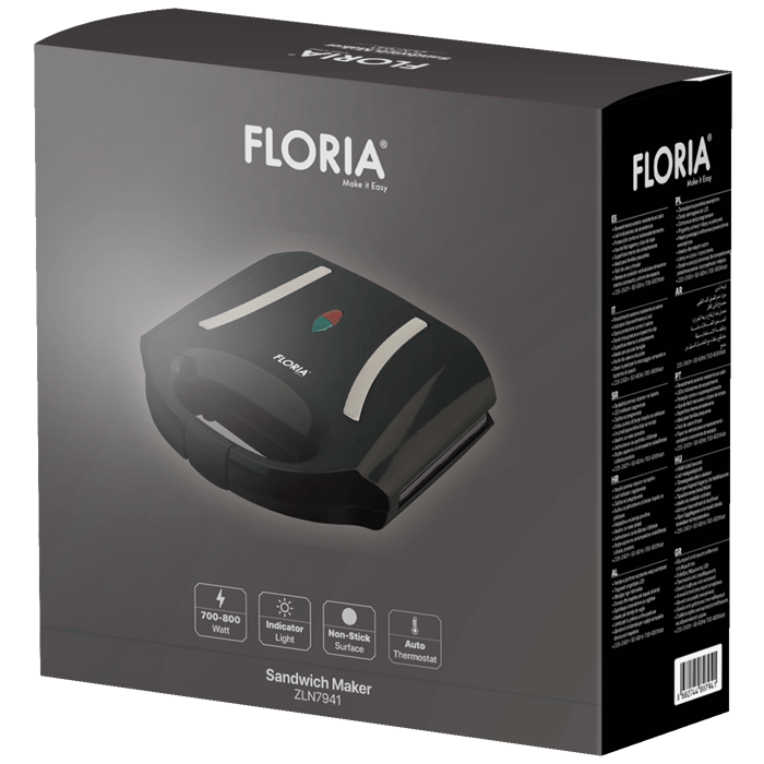 Floria Sendvič Toster, LED indikator, 800 W, crna - ZLN7941