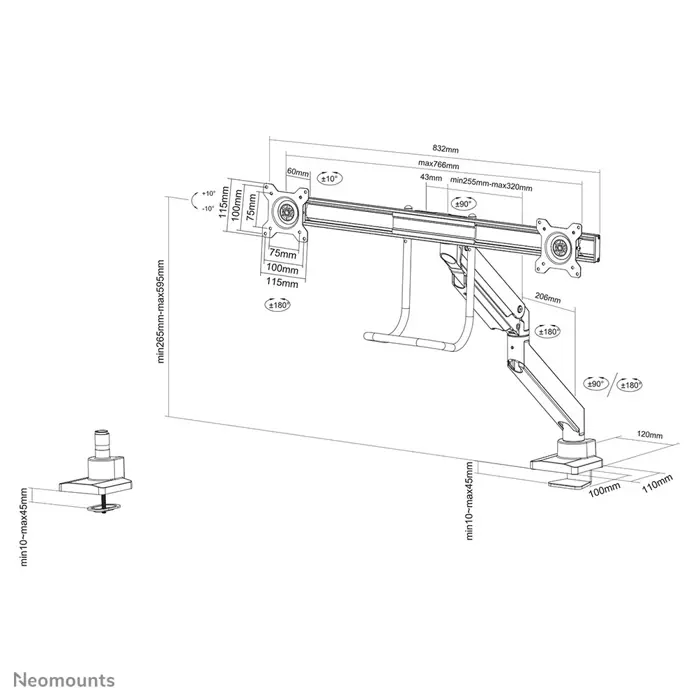 Full Motion DualDesk Mnt - Blk