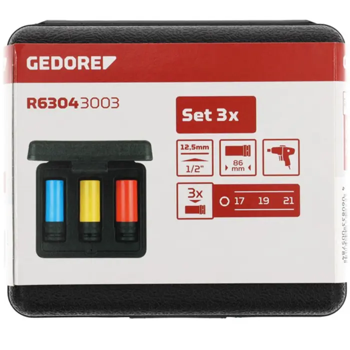 GEDORE Red power screwdriver socket set 1/2, 3-piece