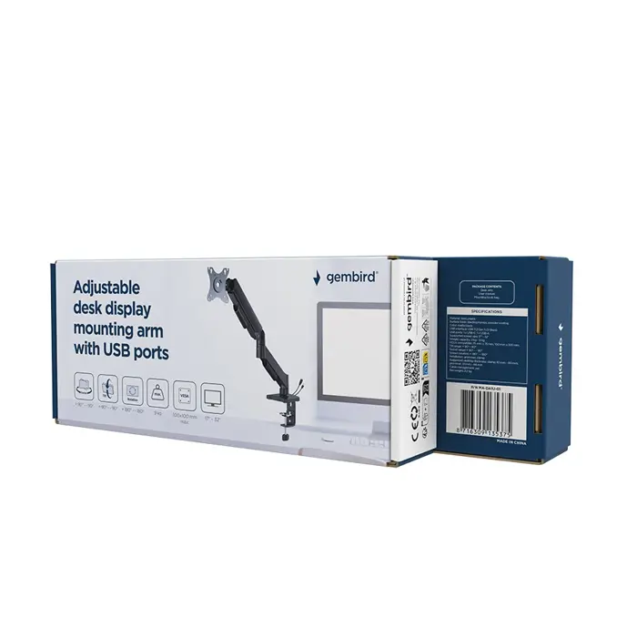 GEMBIRD ADJUSTABLE DESK DISPLAY MOUNTING ARM 17”-3