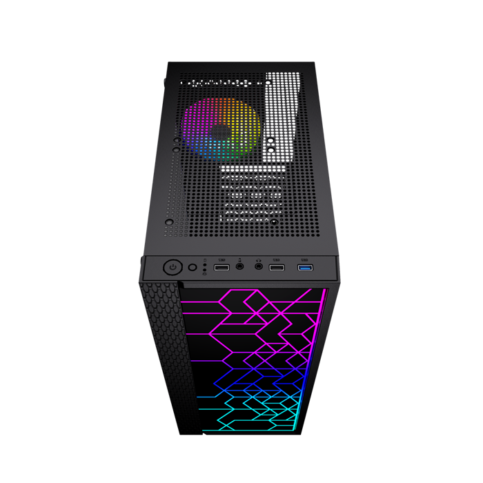 Gembird Fornax 2500 ARGB Gaming ATX computer case, Midi Tower, backlight,  Black