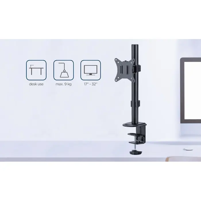 Gembird MA-D1-02 monitor mount / stand 81.3 cm (32") Black Desk