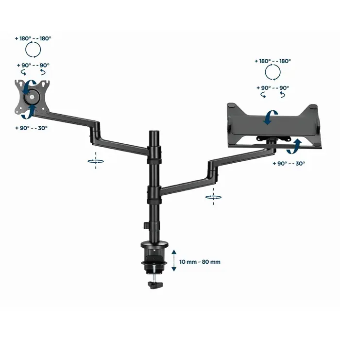 Gembird MA-DA-04 monitor mount / stand 81.3 cm (32") Black Desk