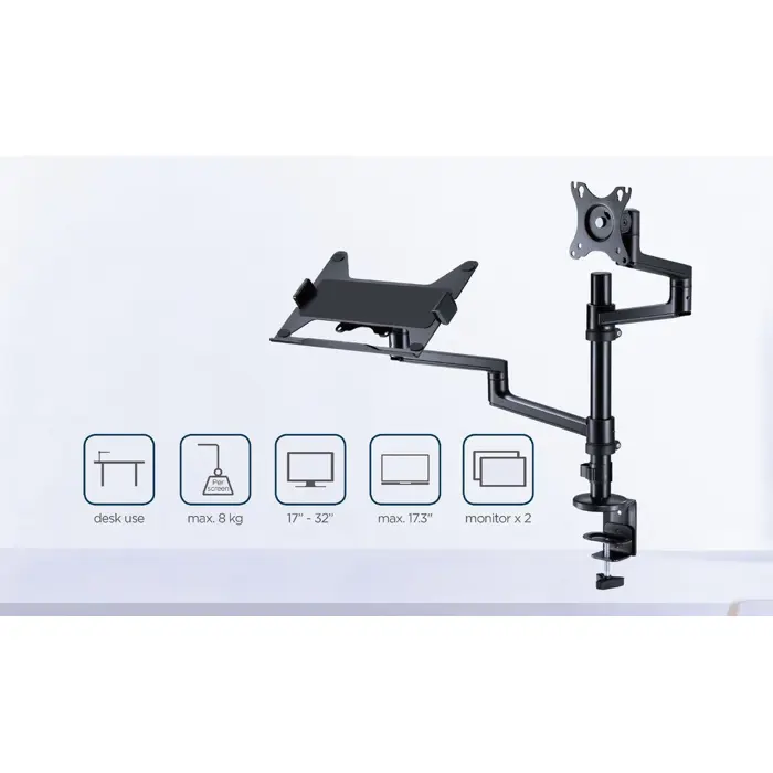Gembird MA-DA-04 monitor mount / stand 81.3 cm (32") Black Desk