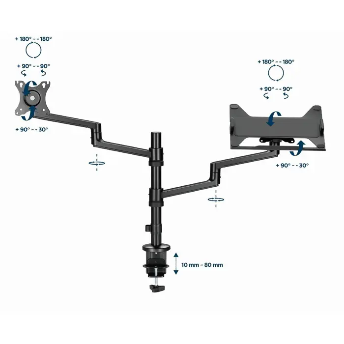 Gembird MA-DA-04 monitor mount / stand 81.3 cm (32") Black Desk
