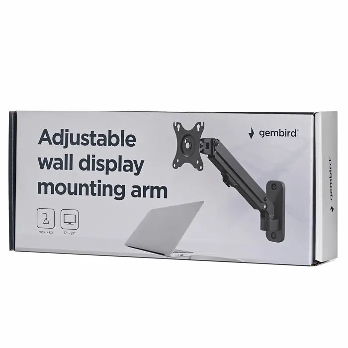 Gembird MA-WA1-01 monitor mount / stand 68.6 cm (27") Black Wall