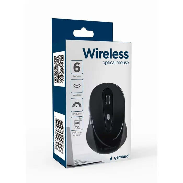Gembird MUSW-6B-01 mouse Office Right-hand RF Wireless Optical 1600 DPI