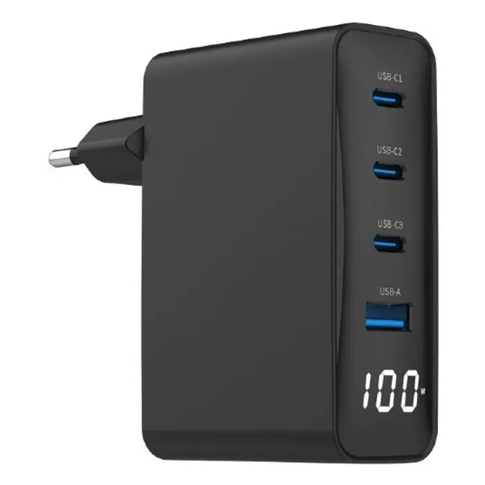 Gembird TA-UC-PDQC100LCD-01-BK mobile device charger Laptop, Smartphone Black AC Fast charging Indoor