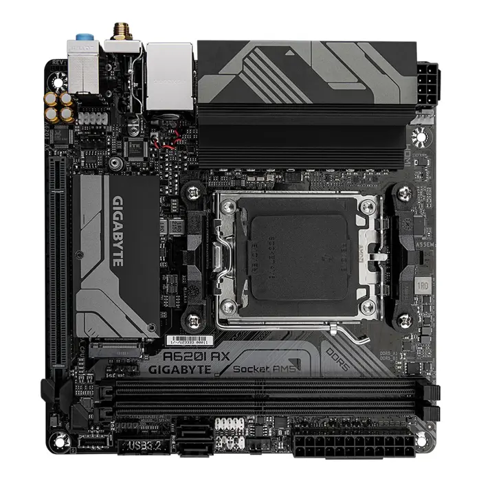 Gigabyte A620I AX 1.0 Processor family AMD Processor socket AM5 DDR5 DIMM Supported hard disk drive interfaces SATA, M.2 Number of SATA connectors 2