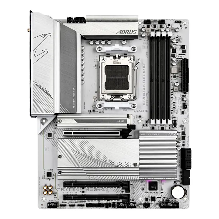 Gigabyte B650 AORUS ELITE AX ICE Motherboard - Supports AMD Ryzen 8000 CPUs, 12+2+2 Phases Digital VRM, up to 8000MHz DDR5 (OC), 1xPCIe 5.0 + 2xPCIe 4.0 M.2, Wi-Fi 6E, 2.5GbE LAN, USB 3.2 Gen 2