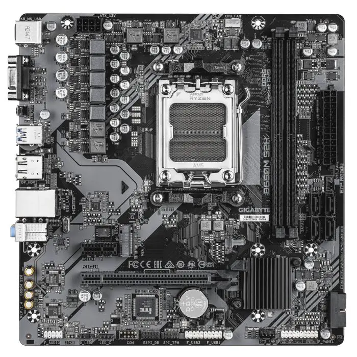 GIGABYTE B650M S2H, DDR5, SATA3, USB3.2Gen1, DP, AM5 mATX