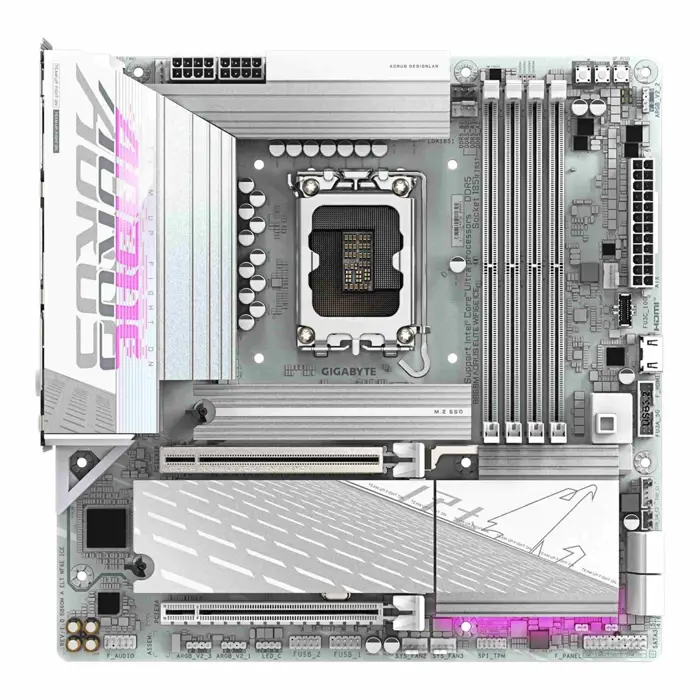 GIGABYTE B860M AORUS ELITE WF6E ICE Motherboard - Intel Core Ultra Series CPUs, 12+1+2+1 Phases VRM, up to 9200MHz DDR5, 1xPCIe 5.0 + 2xPCIe 4.0 M.2, 2.5GbE LAN, WIFI 6E, USB 4