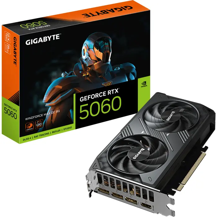 GIGABYTE GeForce RTX 5060 WINDFORCE MAX OC 8G, graphics card DLSS 4, 3x DisplayPort, 1x HDMI 2.1