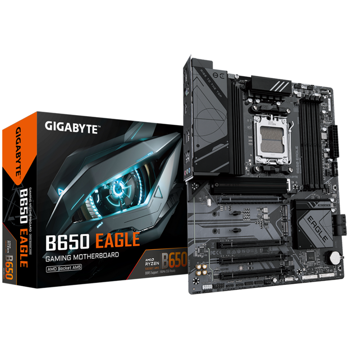 GIGABYTE MB B650 EAGLE (AM5, 4xDDR5 128, 1x PCI-E 4.0 x16x16, 3x PCI-E 3.0 x16x1, 4x SATA, 3x M.2 PCIe 4.0, 1xHDMI, 1xDP, 2.5GbE LAN, ATX, Retail)