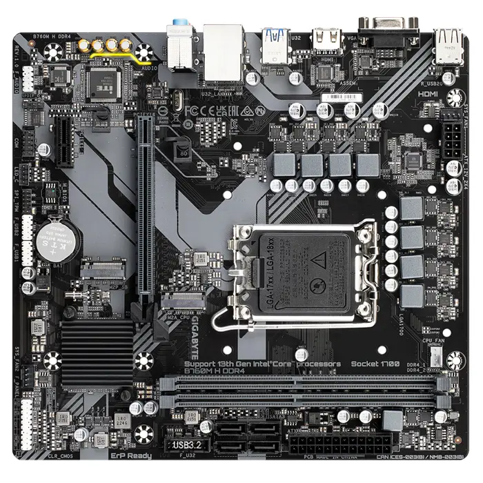 Gigabyte MB B760M H DDR4, S.1700, 2xDDR4/3200, PCIe 4.0, G-LAN, VGA/HDMI, mATX