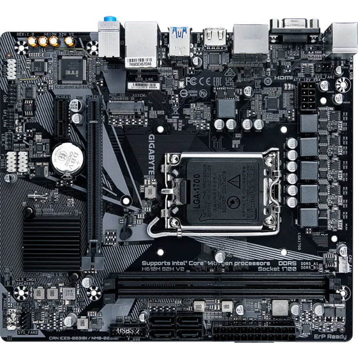 GigaByte MB H610M S2H V2 DDR5, S.1700, 2xDDR5/5600, PCIe 4.0, SATA3, M.2, G-LAN, VGA/HDMI/2xDP, USB3.2, 7.1ch., mATX
