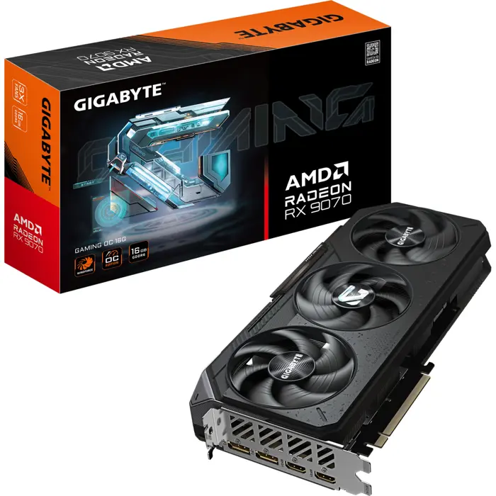 GigaByte Radeon RX 9070 Gaming OC (black, RDNA4, GDDR6, 3x DisplayPort, 1x HDMI)