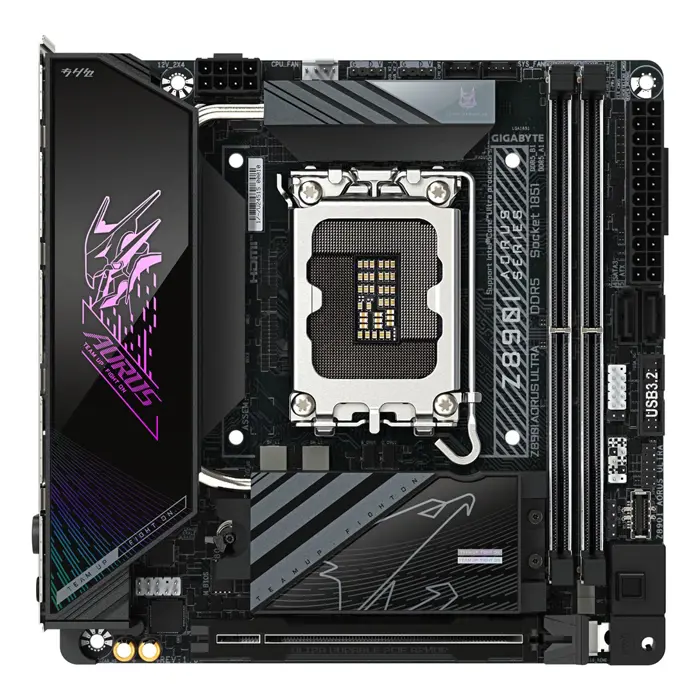 GIGABYTE Z890I AORUS ULTRA Motherboard - Supports Intel Core Ultra (Series 2) CPUs, 8+1+2 phases VRM, up to 8800MHz DDR5 (OC), 1xPCIe 5.0 + 1xPCIe 4.0, Wi-Fi 7, 2.5GbE LAN, Thunderbolt 4