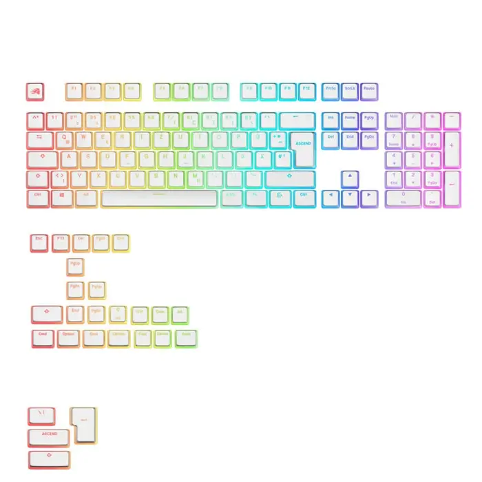 Glorious Aura V3 Keycaps, ISO Layout (DE), PBT, Doubleshot - white-GLO-KB-ACC-KC-GPBT-AURA-WHT-DE