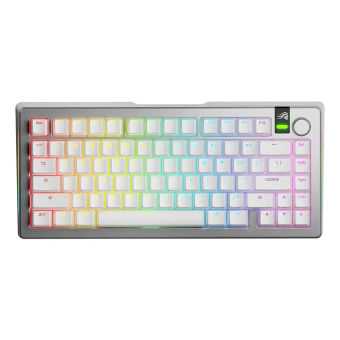 Glorious GMMK 3 Pro Wireless 75% Custom Gaming Keyboard - Pre-Built, ANSI (US), Fox Switches, Silver
