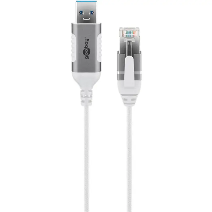 goobay Ethernet adapter cable USB-A 3.2 Gen1 > RJ-45, Slim (white, 1 meter)