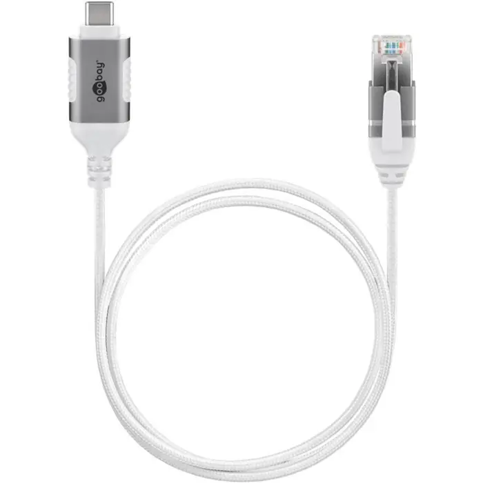 goobay Ethernet adapter cable USB-C 3.2 Gen2 > RJ-45, Slim (white, 2 meters)