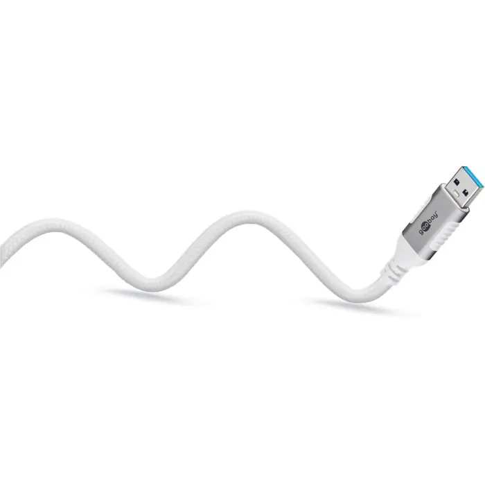 goobay Ethernet cable USB-A 3.2 Gen1 plug > RJ-45 plug, LAN adapter (white, 10 meters, braided textile sheath)
