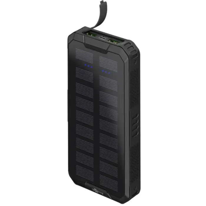 Goobay Outdoor fast charging power bank with solar (black, USB-C PD, QC 3.0, 20,000 mAh)