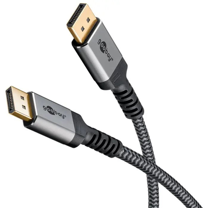 Goobay Plus DisplayPort 2.0/2.1 cable, 16K @ 60Hz, 80 Gbit/s (gray, 3 meters)