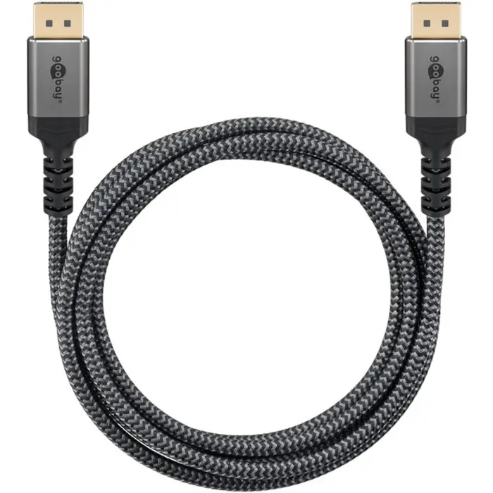 Goobay Plus DisplayPort 2.0/2.1 cable, 8K @ 144Hz, 54 Gbit/s (gray, 2 meters)