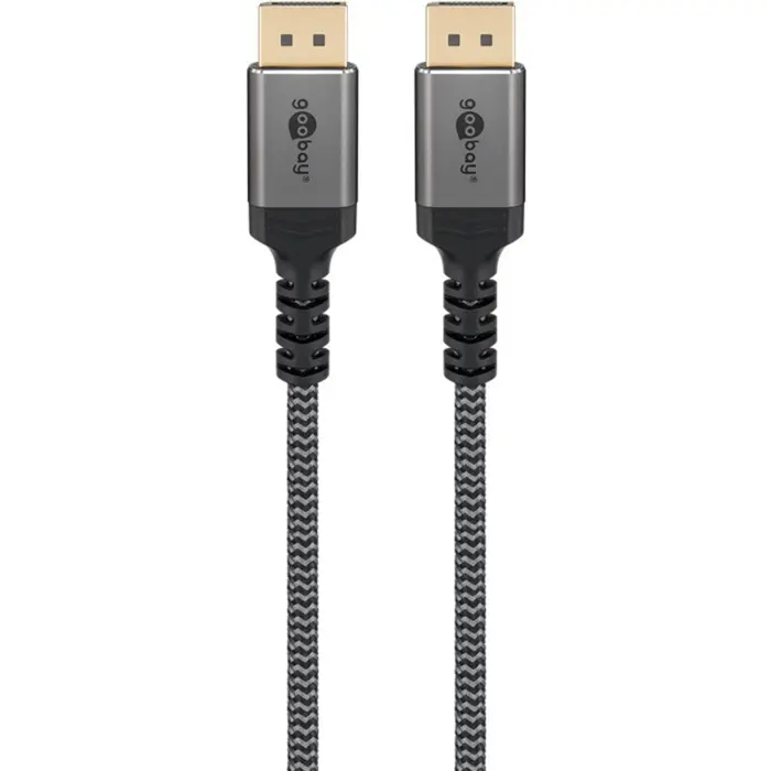 Goobay Plus DisplayPort 2.0/2.1 cable, 8K @ 144Hz, 54 Gbit/s (gray, 2 meters)