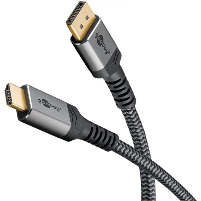 goobay Plus DisplayPort > HDMI adapter cable, 4K @ 60Hz (gray, 3 meters)